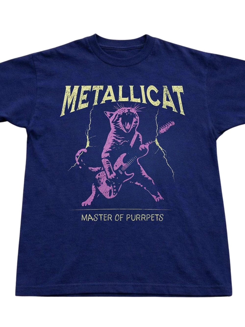 Gildan Navy 'Metallicat - Master of Purrpets' Graphic Tee, Gift For Her, For Him